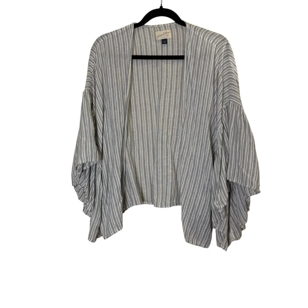Universal Thread Women’s Linen/Cotton Railroad Stripe Open Cardigan sz OSFM